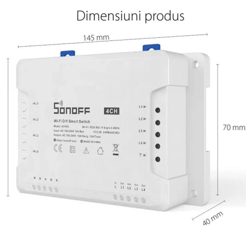 Releu wireless Wi-Fi 4 canale Sonoff 4CH R3