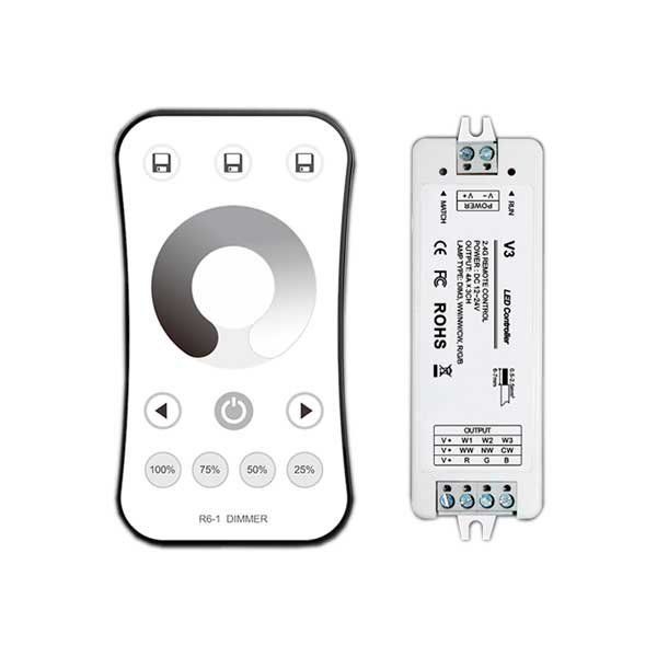 Set-Dimmer Led O Culoare Cu Telecomanda RF 2.4G 3CH 3*4A V3