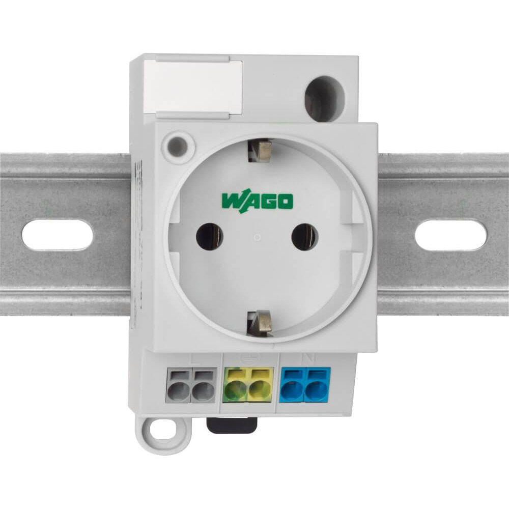 Priza pe sina DIN cu indicator de stare Led cu clema dubla push-in Wago 709-581, alba