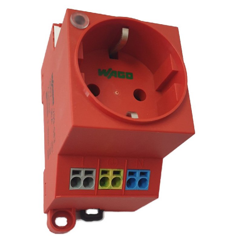 Priza pe sina DIN cu indicator de stare Led cu clema dubla push-in Wago 709-581, alba