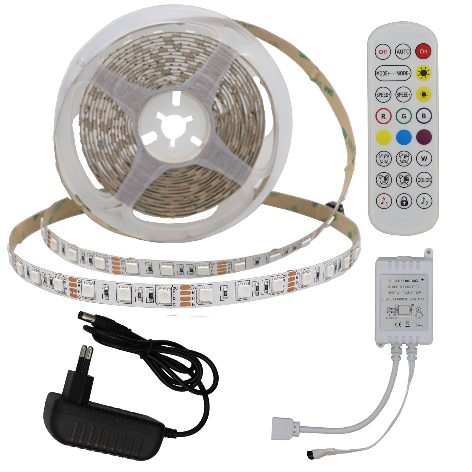 Banda LED + controler + telecomanda DC12V 5050 60 LED RGB IP20