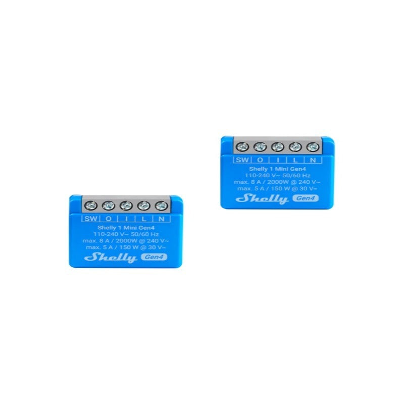 Pachet 2x Shelly 1 Mini Gen4 – Releu inteligent WiFi, Zigbee, Matter, Bluetooth