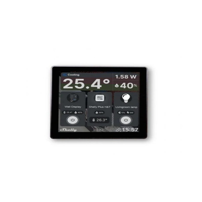 Intrerupator Smart cu touchscreen Shelly Wall Display, Wi-FI, Negru Bluethooth
