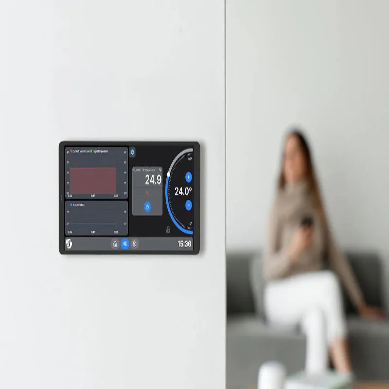 Shelly Wall Display X2 Silver – Panou de Control Smart Home, Ecran Tactil 4", Gateway Bluetooth și Senzori Integrați