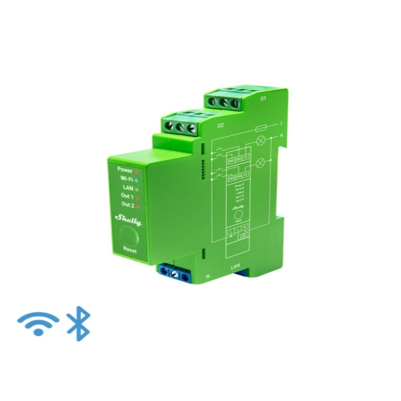 Releu inteligent Shelly PRO Dimmer 2PM, 2 canale, monitorizare consum, functie de dimming -