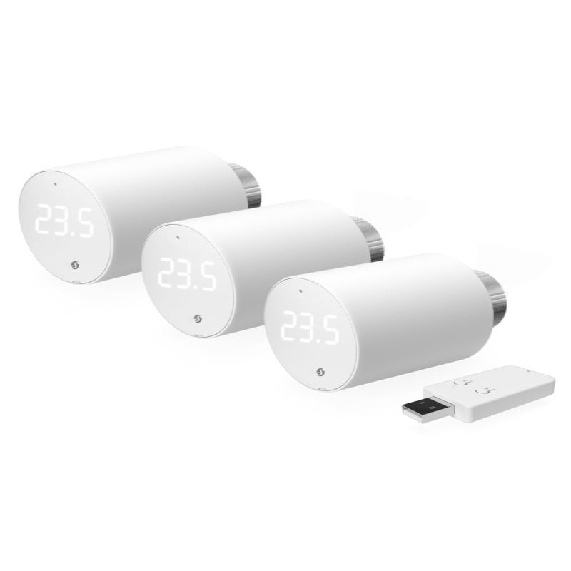 Pachet de 3 valve termostatice pentru calorifer Shelly BLU TRV, cu hub Bluetooth inclus in pachet