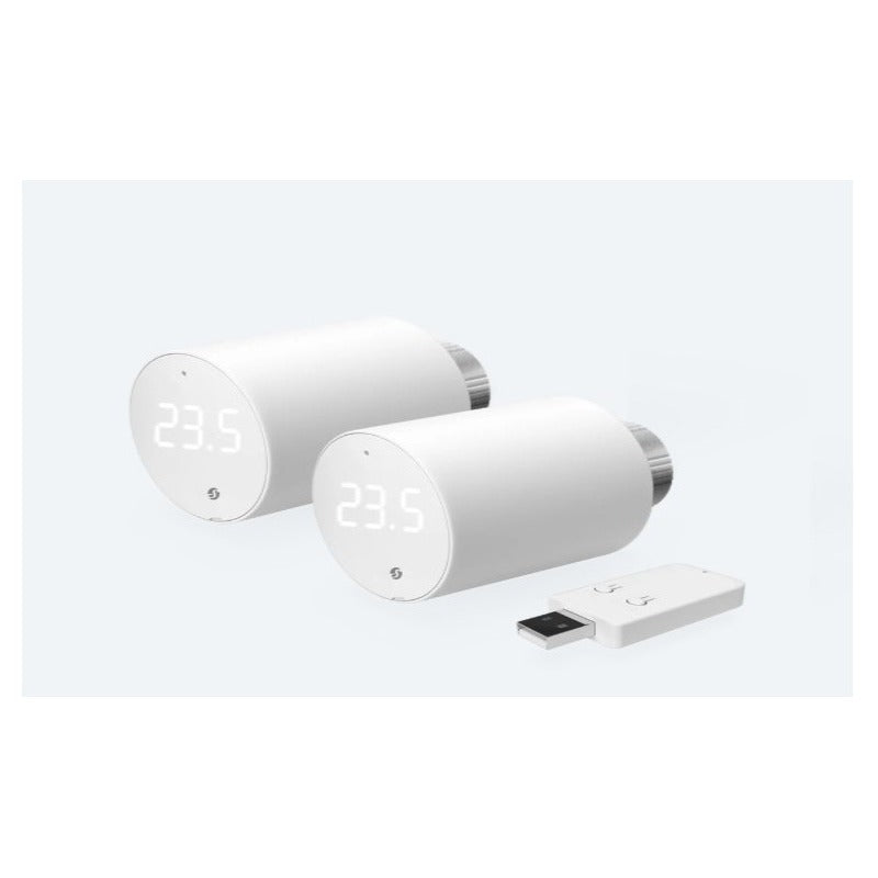 Pachet de 2 valve termostatice pentru calorifer Shelly BLU TRV, cu hub Bluetooth inclus in pachet