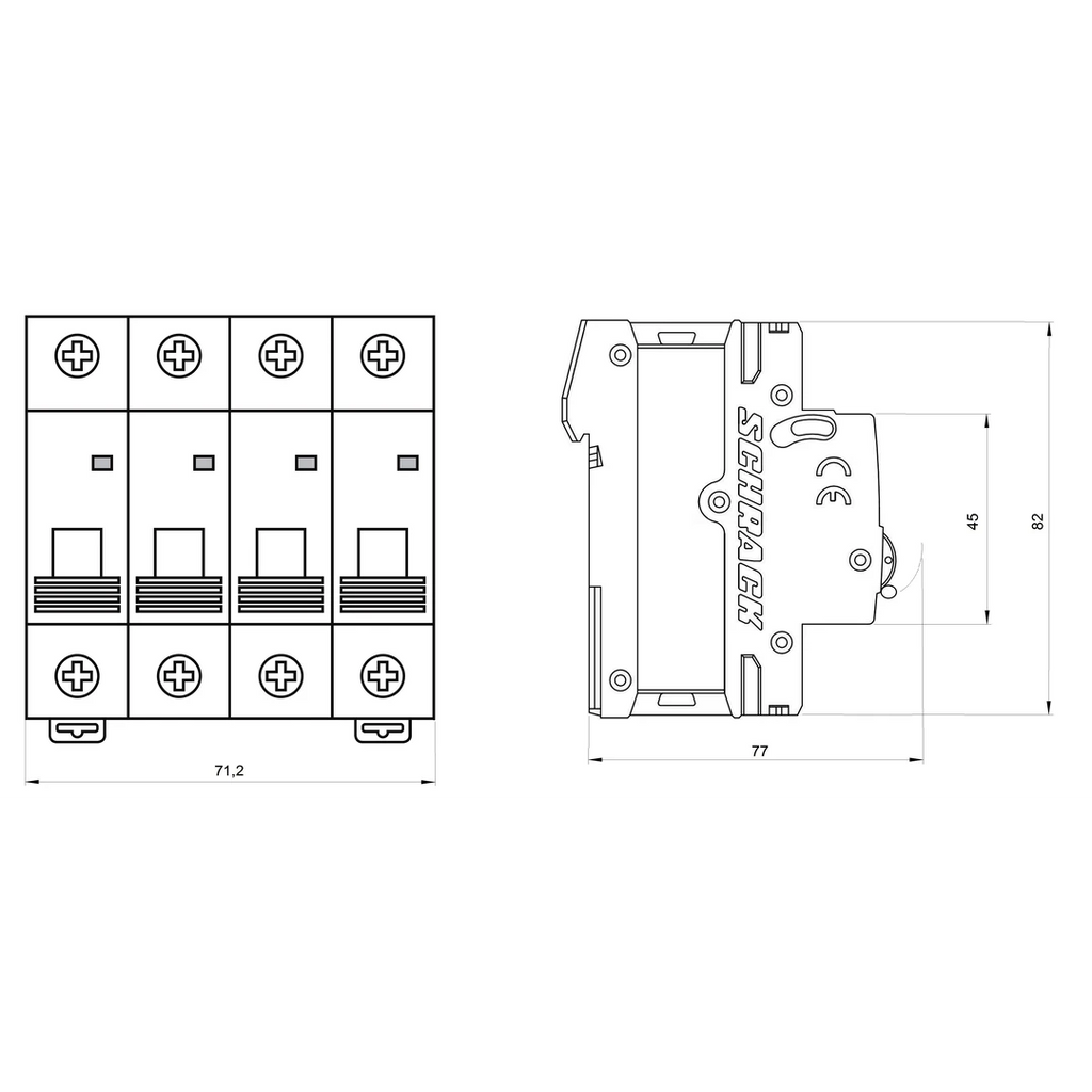 Siguranta automata (disjunctor) , 3P+N , C32 ,32A, 6kA, Amparo, Schrack