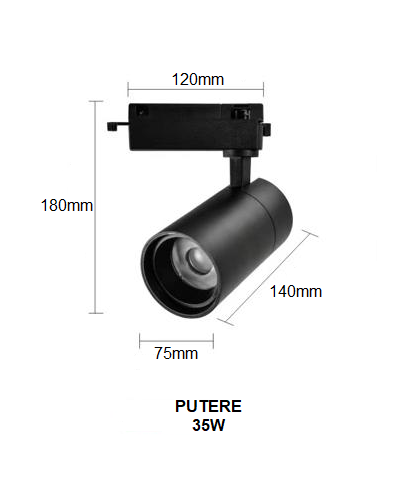 Proiector LED , Model H53 BK, 35W, 3000K Lumina Calda, Directionabil Pe Sina Monofazata, Negru
