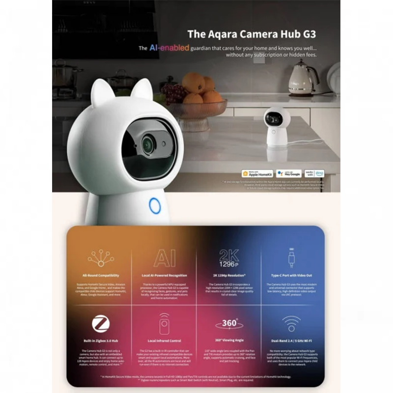 Camera inteligenta Aqara Hub G3, cu Hub Zigbee incorporat