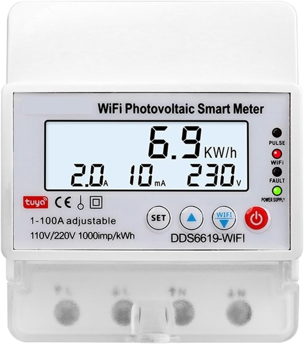 Contor de energie SINOTIMER, WIFI bidirecÈ›ional, 100A, pentru panouri fotovoltaice, Ã®ntrerupÄƒtor monofazat, DDS6619-WIFI