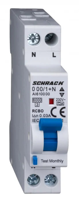 Disjunctor diferential, RCBO,Tip A, B 10 , 30mA,1P+N un modul, 6kA