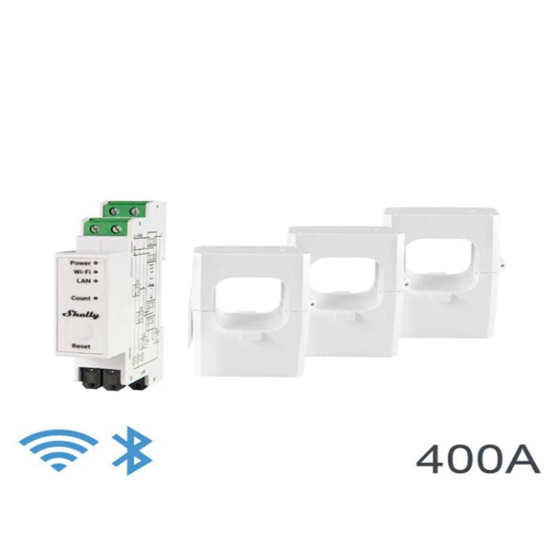 Shelly Pro 3EM (3xClamp 400A), releu wifi 3 canale si control contactor