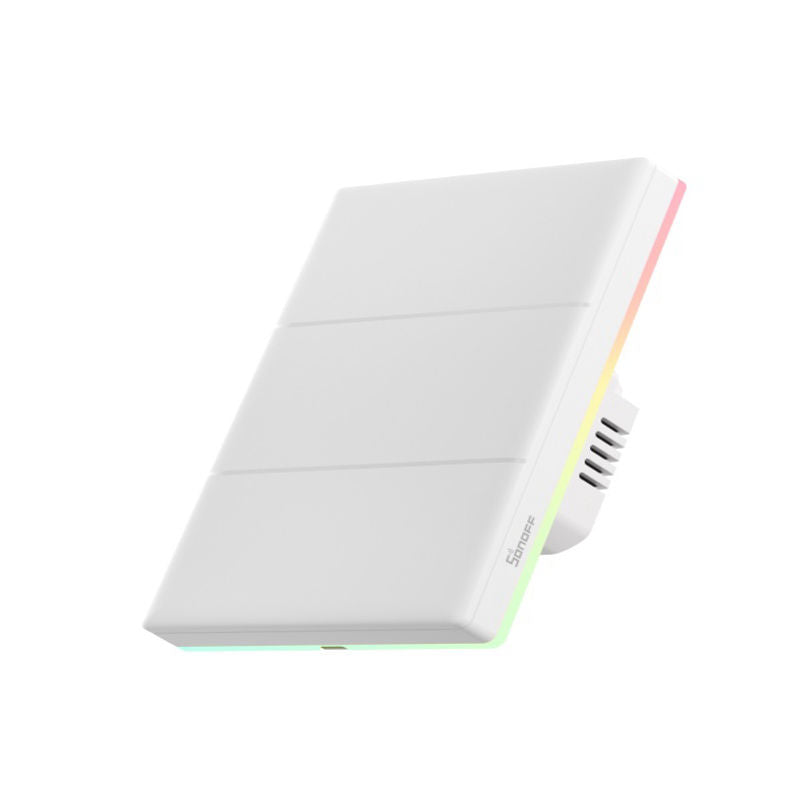 Sonoff Smart Touch Wall Switch T5-3C-120 – Întrerupător Inteligent cu 3 Canale, Panou Tactil, Iluminare RGB și Efecte Sonore
