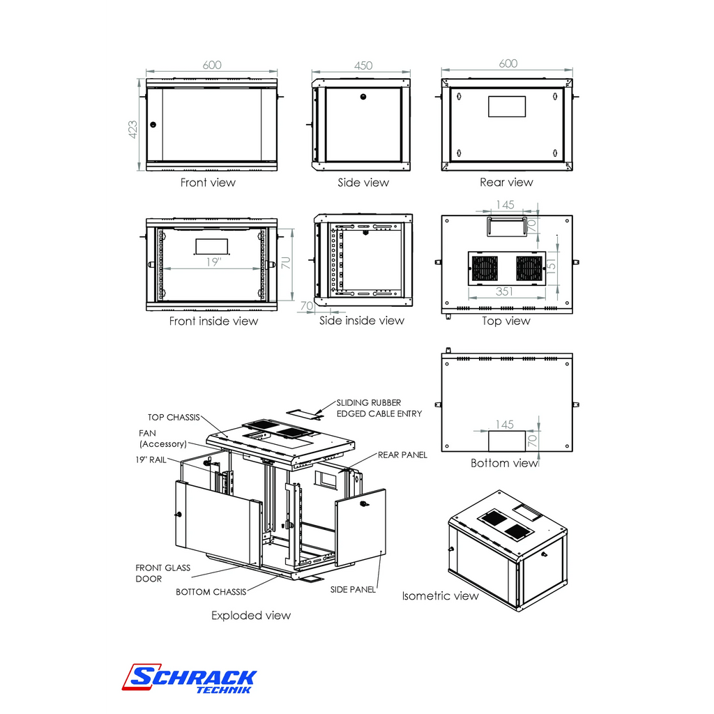 Dulap de perete DTW, 7U 423x600x450, 19
