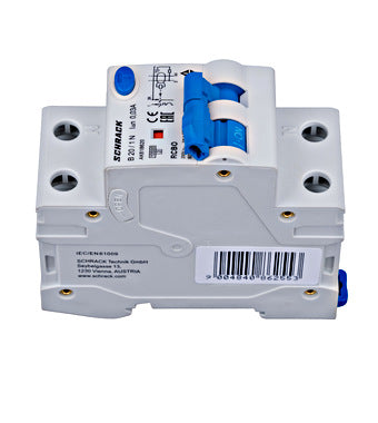 Siguranta diferentiala RCBO, 1P+N, 20A, 30mA, 10kA, curba B, tip A, AMPARO, Schrack