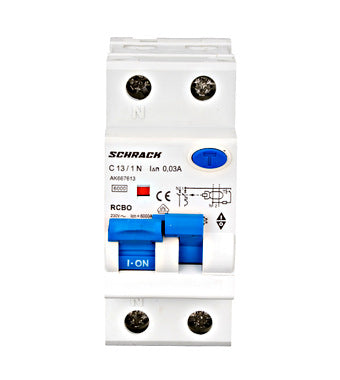 Intrerupator diferential RCBO, 1P+N, C13, 30mA, tip A, 13A, Amparo, Schrack