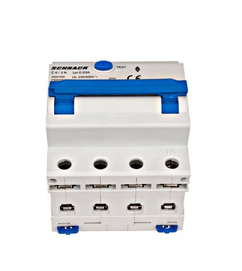 Intrerupator diferential RCBO, 3P+N, 30mA, 6kA, curba C, tip A, 6A, Amparo, Schrack