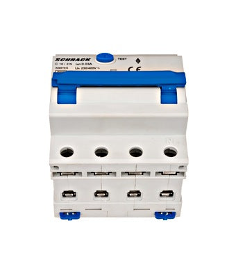 Intrerupator diferential RCBO, 3P+N, 30mA, 6kA, curba C, tip A, 16A, Amparo, Schrack