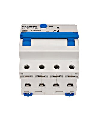 Intrerupator diferential RCBO, 3P+N, 30mA, 6kA, curba C, tip A, 20A, Amparo, Schrack