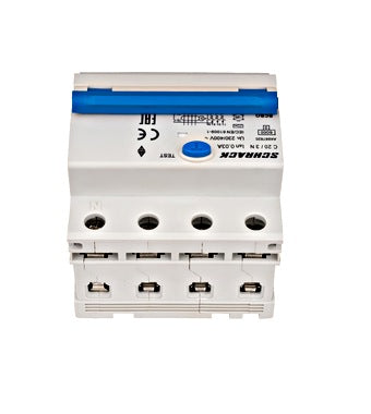 Intrerupator diferential RCBO, 3P+N, 30mA, 6kA, curba C, tip A, 20A, Amparo, Schrack