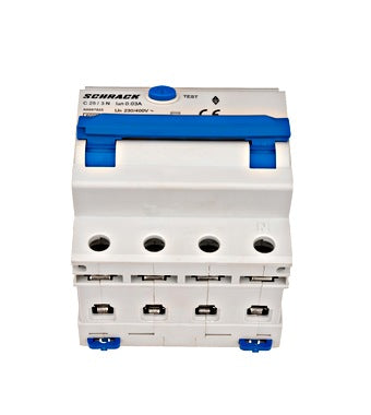 Intrerupator diferential RCBO, 3P+N, 30mA, 6kA, curba C, tip A, 25A, Amparo, Schrack
