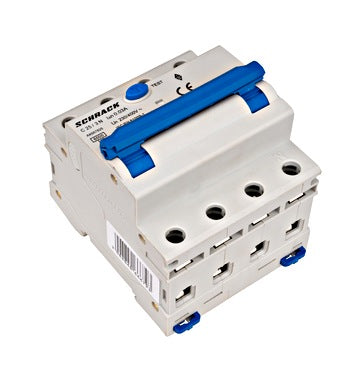 Intrerupator diferential RCBO, 3P+N, 30mA, 6kA, curba C, tip A, 25A, Amparo, Schrack
