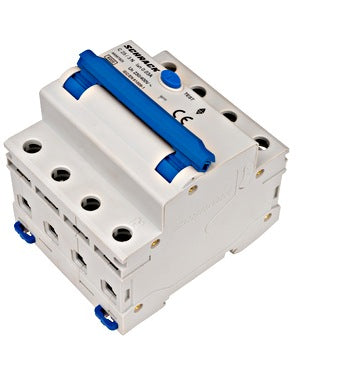 Intrerupator diferential RCBO, 3P+N, 30mA, 6kA, curba C, tip A, 25A, Amparo, Schrack