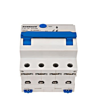 Intrerupator diferential RCBO, 3P+N, 30mA, 6kA, curba C, tip A, 40A, Amparo, Schrack