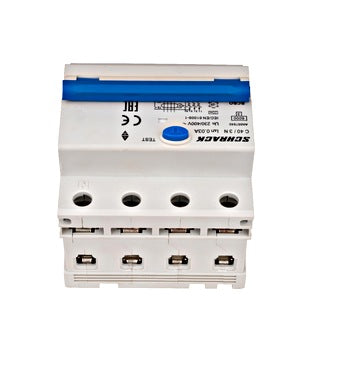 Intrerupator diferential RCBO, 3P+N, 30mA, 6kA, curba C, tip A, 40A, Amparo, Schrack