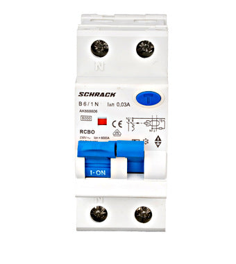 Siguranta diferentiala RCBO, B6, 6A 1P+N, 6kA, 30mA, tip A, AMPARO, Schrack