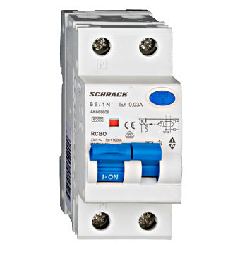Siguranta diferentiala RCBO, B6, 6A 1P+N, 6kA, 30mA, tip A, AMPARO, Schrack
