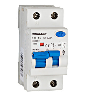 Siguranta diferentiala RCBO, B10, 1P+N, 10A, 6kA, 30mA, tip A, AMPARO, Schrack