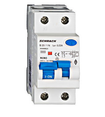 Siguranta diferentiala RCBO, B20, 20A 1P+N, 6kA, 30mA, tip A, AMPARO, Schrack