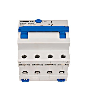 Intrerupator diferential RCBO, 3P+N, 30mA, 6kA, curba B, tip A, 32A, Amparo, Schrack