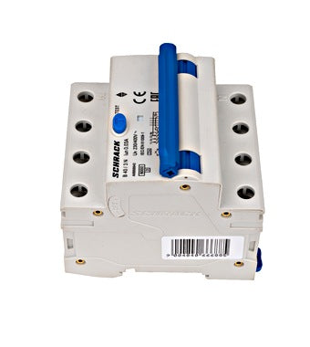 Intrerupator diferential RCBO, 3P+N, 30mA, 6kA, curba B, tip A, 40A, Amparo, Schrack