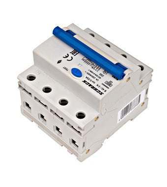 Intrerupator diferential RCBO, 3P+N, 30mA, 6kA, curba B, tip A, 40A, Amparo, Schrack