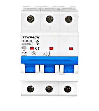 Siguranta automata (disjunctor) , 3P (tripolara) , C20 ,20A, 6kA, Amparo, Schrack