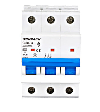 Siguranta automata (disjunctor) , 3P (tripolara) , C50 ,50A, 6kA, Amparo, Schrack