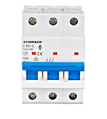 Siguranta automata (disjunctor) , 3P (tripolara) , C63 ,63A, 6kA, Amparo, Schrack