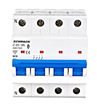 Siguranta automata (disjunctor) , 3P+N , C20 ,20A, 6kA, Amparo, Schrack
