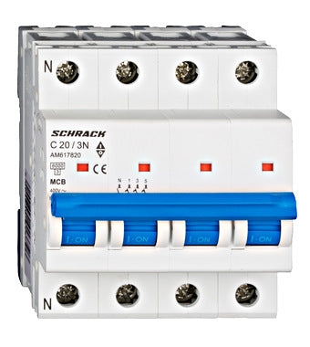 Siguranta automata (disjunctor) , 3P+N , C20 ,20A, 6kA, Amparo, Schrack