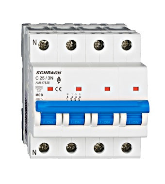Siguranta automata (disjunctor) , 3P+N , C25 ,25A, 6kA, curba C, Amparo, Schrack