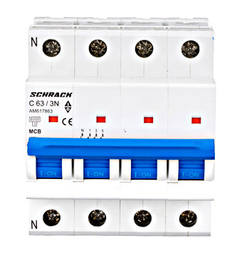 Siguranta automata (disjunctor) , 3P+N , C63 ,63A, 6kA, curba C, Amparo, Schrack