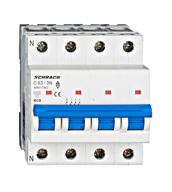 Siguranta automata (disjunctor) , 3P+N , C63 ,63A, 6kA, curba C, Amparo, Schrack