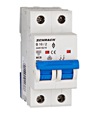 Siguranta automata (disjunctor) 2 poli, B16, 16A, 6kA, curba B, Amparo, Schrack