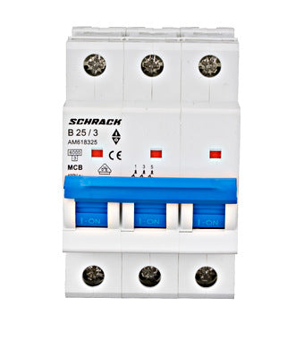 Siguranta automata (disjunctor) , 3 poli, B25, 25A, 6kA, curba B, Amparo, Schrack, AM618325