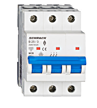 Siguranta automata (disjunctor) , 3 poli, B25, 25A, 6kA, curba B, Amparo, Schrack, AM618325