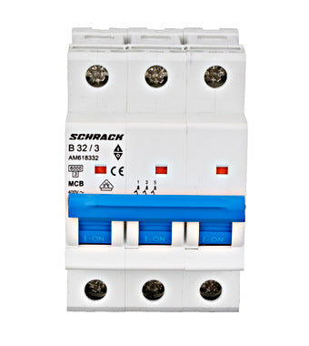 Siguranta automata (disjunctor) , 3 poli, B32, 32A, 6kA, curba B, Amparo, Schrack