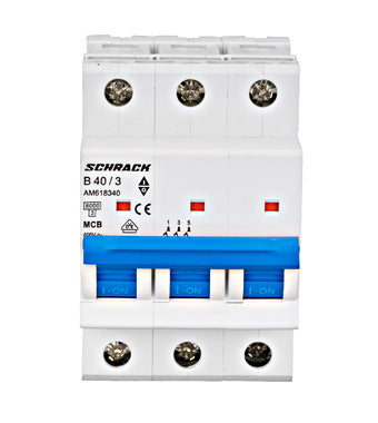 Siguranta automata (disjunctor) , 3 poli, B40, 40A, 6kA, curba B, Amparo, Schrack